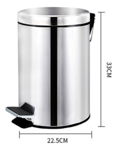 Basurero Papelero Pedal 8 Lts Acero Inoxidable - Cukin Plateado