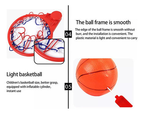 Set De Basketball Para Niños Aro Basquetbol Portátil Norplat Rojo