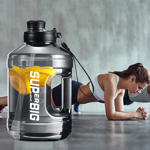 Botella Deportiva Agua Grande Norplat Motivacional 1.6l Gym Negro Transparente