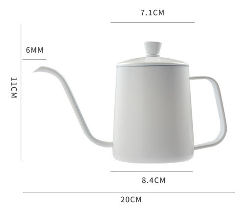 Tetera Cuello Cisne Negra 350 Ml Café Te De Acero Inoxidable Blanco