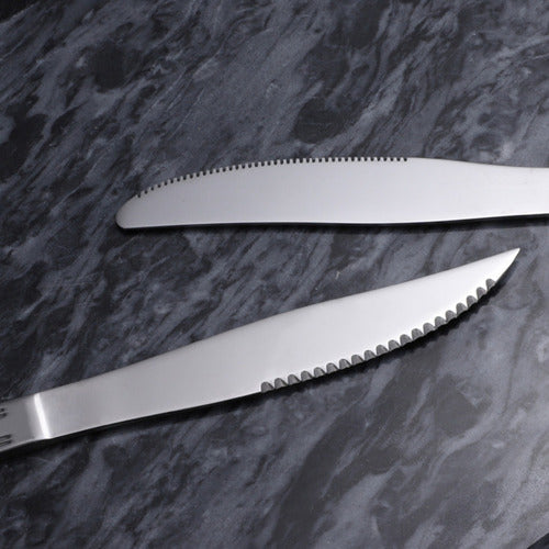 Pack 12 Cuchillos De Asado Acero Inoxidable 22cm - Cukin Plateado