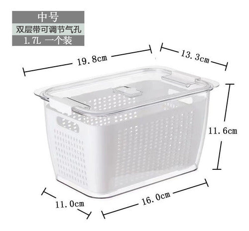 Caja Organizadora Con Cesta Refrigerador Despensa 1.7 Lt Gris