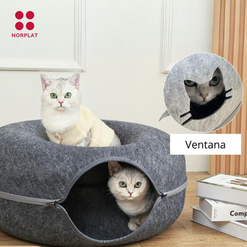 Tunel Cama Casa Gato Mascota Talle Grande - Wuf - Norplat Gris Oscuro