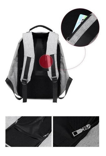Mochila De Carga Usb Antirrobo Negro