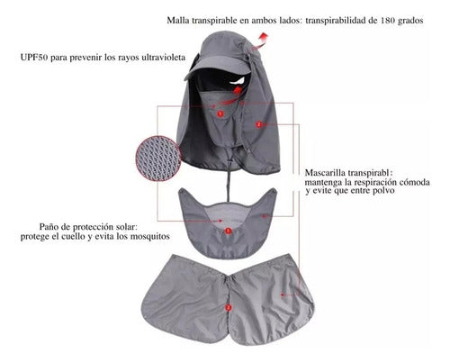 Sombrero Para El Sol Con Proteccion Uv Para Cuello Y Cara Gris Oscuro M