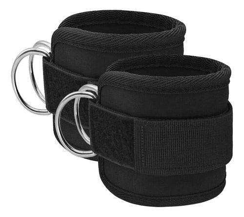 2 Tobilleras Polea Enganche Gym Glúteos Extensiones Norplat Negro
