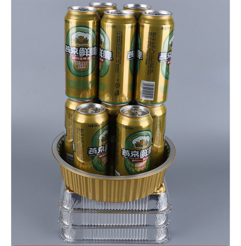 Bandeja / Envase De Aluminio 570 M C/tapa Domo (20 Unidades) Plateado