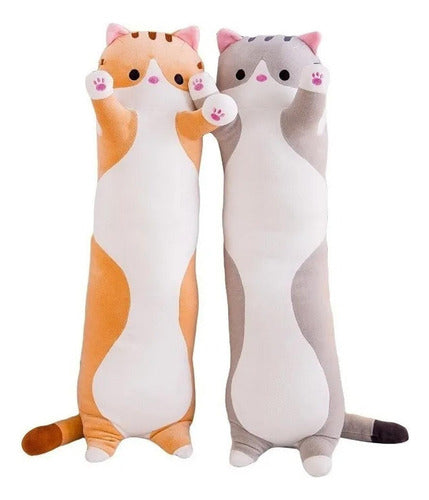 Peluche Almohada Gatito Largo Gato Grande 90 Cm - Norplat Gris