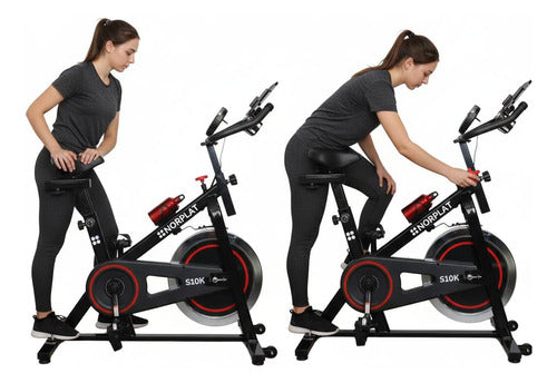 Bicicleta Estatica Norplat S10k Spinning Fija Fitness 10kg Negro