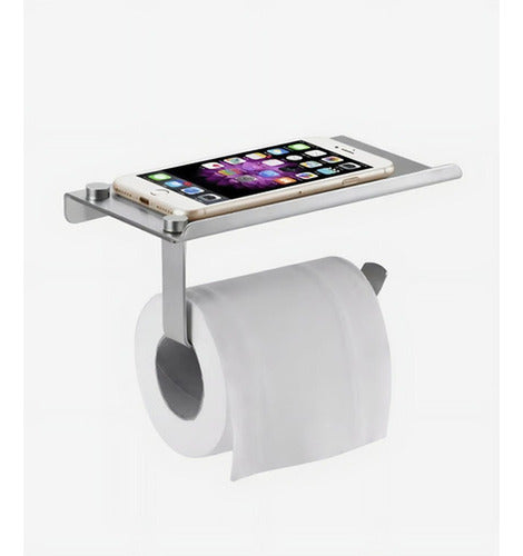 Porta Rollo Papel Higiénico Confort Soporte Celular Norplat Plateado