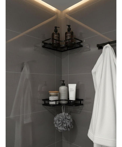 2 Organizador Esquinero Ducha Repisa Estante Baño - Norplat Negro