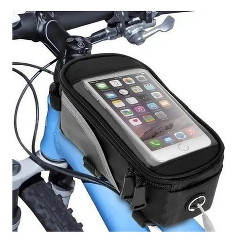 Alforja Bolso Delantero Bicicleta Porta Celular Gps Norplat Negro Y Gris