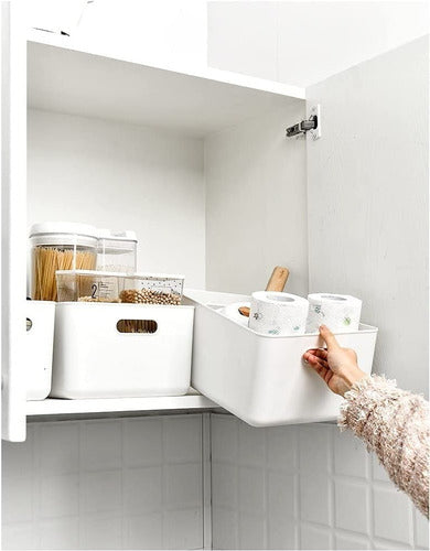 Caja Organizadora Multiuso Con Tapa 26x18x16cm - Cukin Blanco