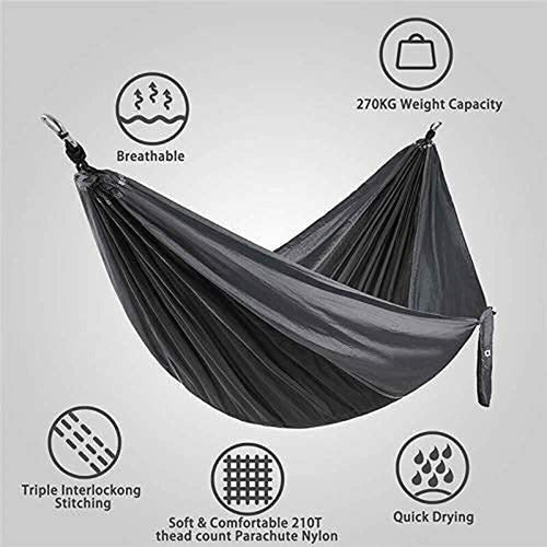 Hamaca Paraguaya Camping Norplat Mosqueton Correa Premium Negro