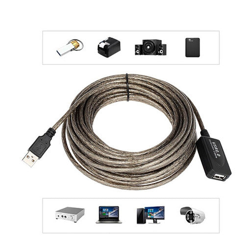 Extension Cable Usb A Usb 10m Blindado Sin Perdida - Norplat Gris Oscuro