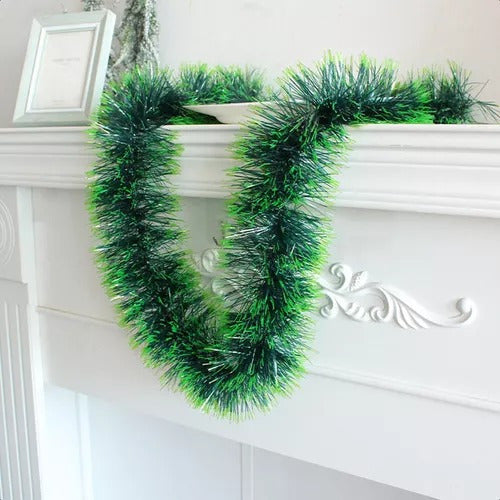 Pack X10 Guirnaldas Espumillón Navideñas 5m Adornos Navidad Verde
