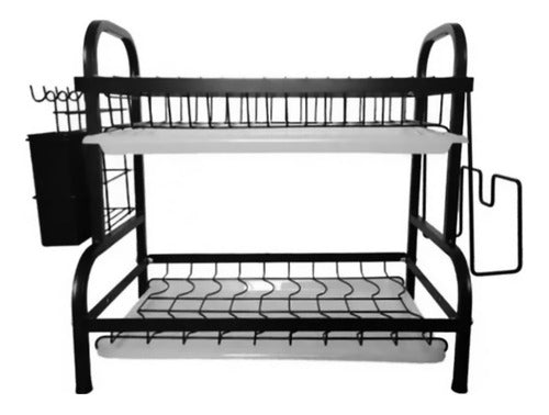 Secador Escurridor De Loza Platos 2 Niveles - Norplat Negro