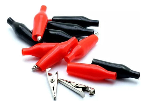 20 Pinzas Eléctricas Tipo Caiman Cocodrilo 28mm - Norplat Negro/rojo