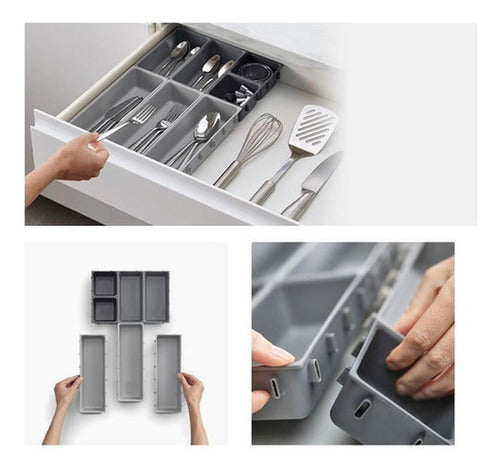 Organizador Cubiertos Servicio Cajon 7u Desmontables Norplat Gris