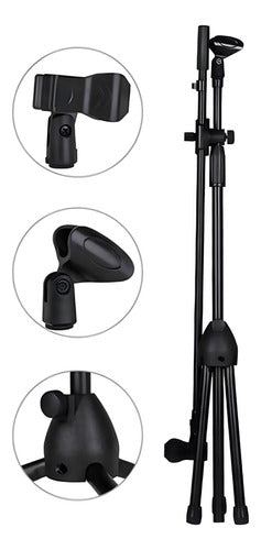 Atril Microfono Pedestal Boom Ajustable Profesional Norplat Negro