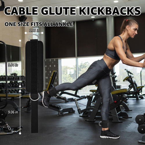 2 Tobilleras Polea Enganche Gym Glúteos Extensiones Norplat Negro