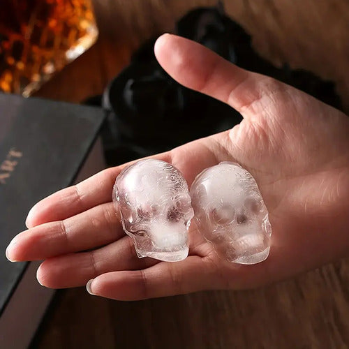 Cubetera Calavera Craneo Molde De Silicona 4 Hielos - Cukin Negro