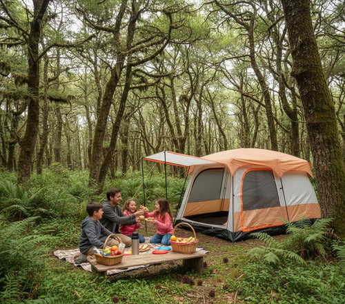 Tienda Familiar 8 A 12 Personas Impermeable Carpa Camping Naranja
