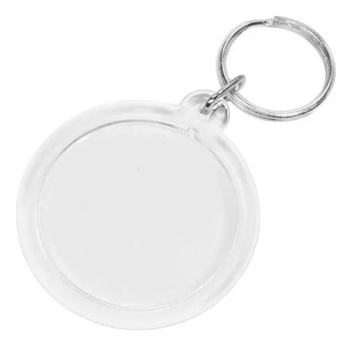 100 Llaveros Acrílicos Redondo Portafoto Promocional Norplat Transparente