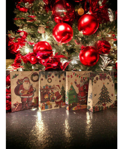12 Bolsas De Regalo Navidad Kraft Premium Grande - Norplat Marrón