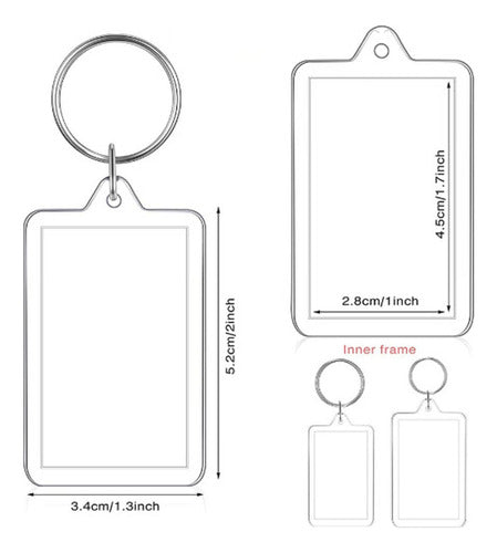 100 Llaveros Acrilicos Portafotos Con Argolla - Norplat Transparente