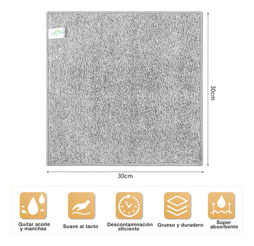 Set 12 Paños De Cocina Docena Fibra Carbon Ecológico Norplat