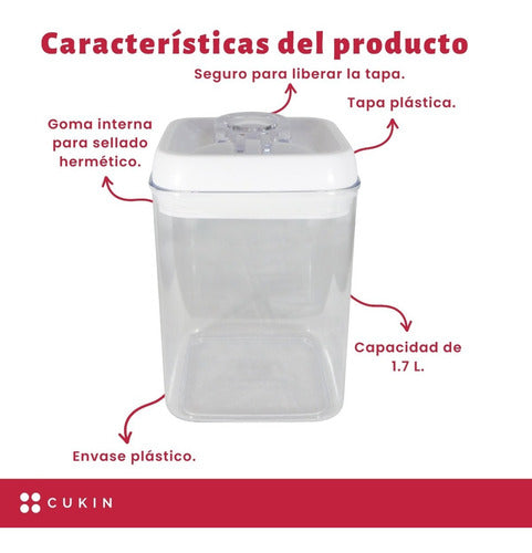 Contenedor Alimentos Hermético Cierra Fácil 1.7 Lts - Cukin Blanco