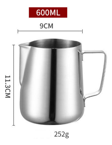 Jarro Lechero Jarra Espuma De Leche Jarra Texturizar 600ml Plateado