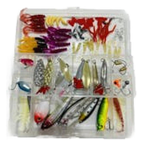 Kit 104 Piezas Señuelo Cebo Moscas Anzuelos Pesca - Norplat Plateado