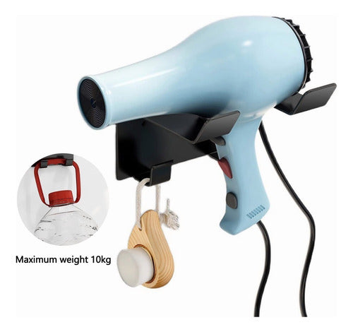 Soporte Secador De Pelo Metálico Adhesivo O Tornillo Norplat Negro