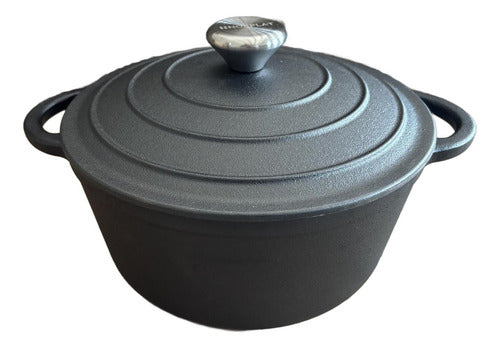 Olla De Hierro Fundido 24 Cm 3.5 Lts - Va Al Horno - Norplat Negro
