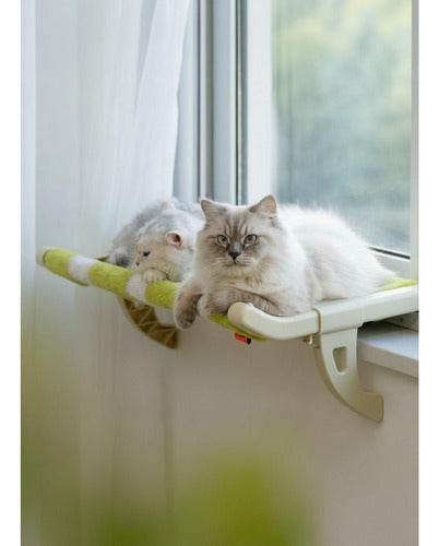 Cama Colgante Gato Hamaca Ventana Hasta 15kg - Norplat Verde Oliva Rayado