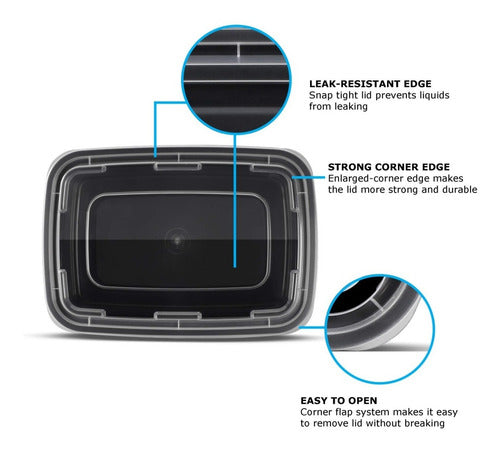 Recipientes Comida Pack 50pz Ecológico Reutilizable - Cukin Negro