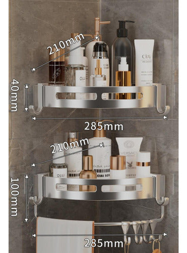 Repisas Esquineras Organizador Baño 2 Pisos Aluminio Norplat Plateado