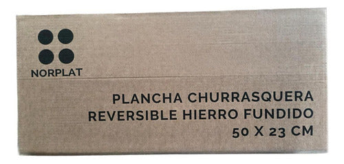 Plancha Bifera Norplat Reversible Hierro Fundido 50x23cm Xl Negro