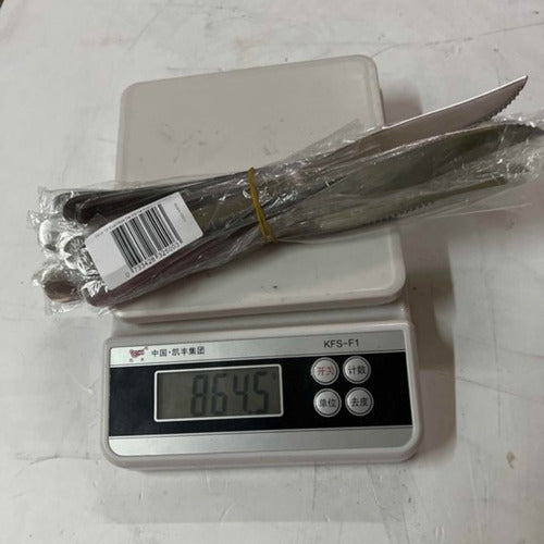 Pack 12 Cuchillos De Asado Acero Inoxidable 22cm - Cukin Plateado