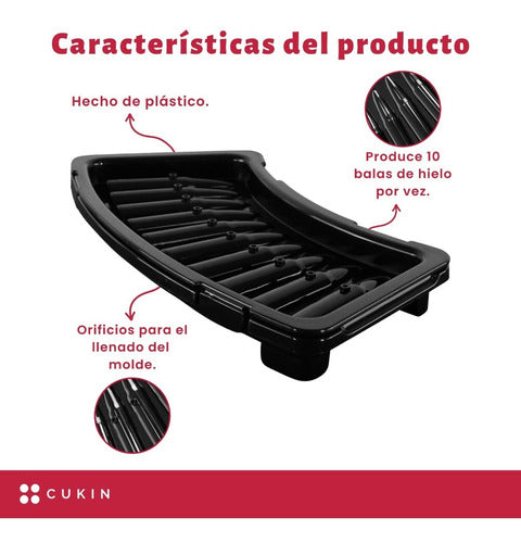 Set X2 Moldes De Plástico Para Balas De Hielo Negro - Cukin