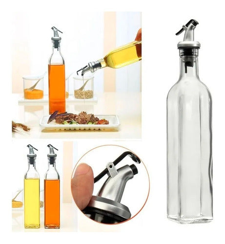2 Botellas Vidrio 500ml Dispensador Aceitero Vinagre Norplat