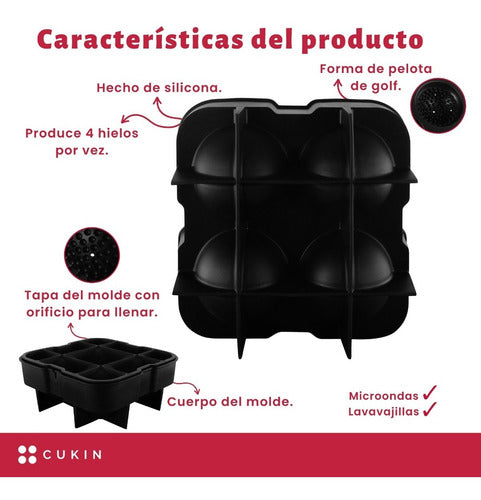 Molde De Silicona Para Bolas De Golf De Hielo - Cukin Negro
