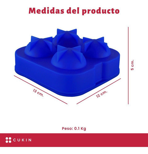 Molde De Silicona Para Bolas De Hielo 4.5 Cm - Cukin Azul Oscuro