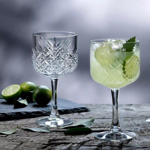 Set 6 Copas Tallada Vino Cocktail Agua Vintage 500ml - Cukin Blanco