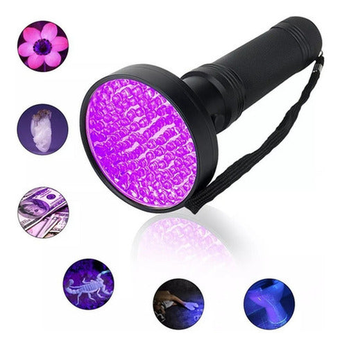 Linterna Ultravioleta Uv 100 Leds Pila Billete Falso Norplat Ultravioleta Negro