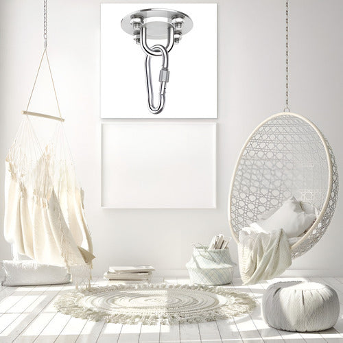 2 Gancho De Suspensión Anclaje Trx Yoga 90mm 500kg - Norplat Plateado