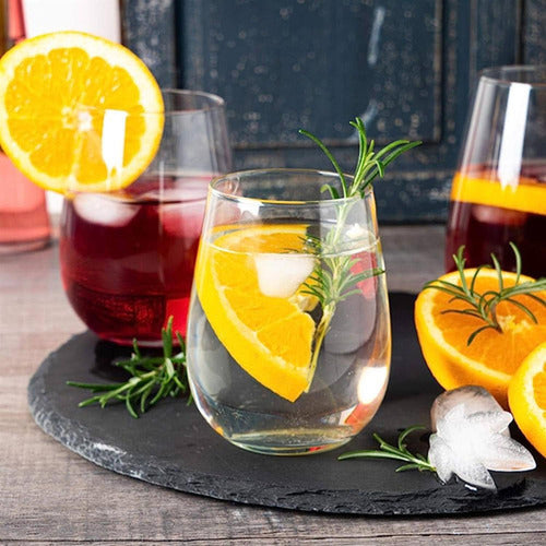 Set 6 Vasos De Vidrio 475ml Agua Vino Bebidas - Norplat Transparente