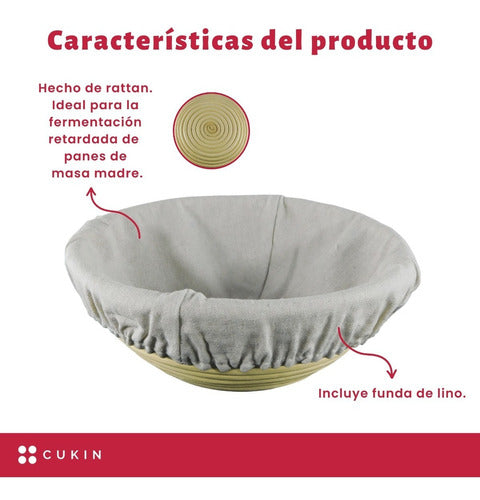 Banneton Redondo De Ø23 X 8.5cm - Cesta De Rattan - Cukin